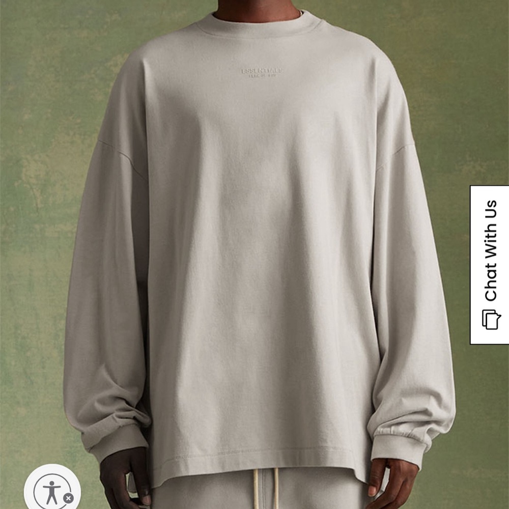 Fear of God Essentials Silver Cloud Long Sleeve T-Shirt. NWT M